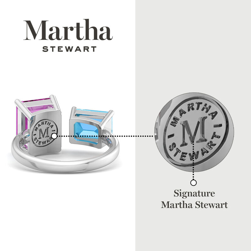 Martha Stewart 4 1/2ctw. Pink Sapphire & Blue Topaz Two Stone Ring In Sterling Silver image number null